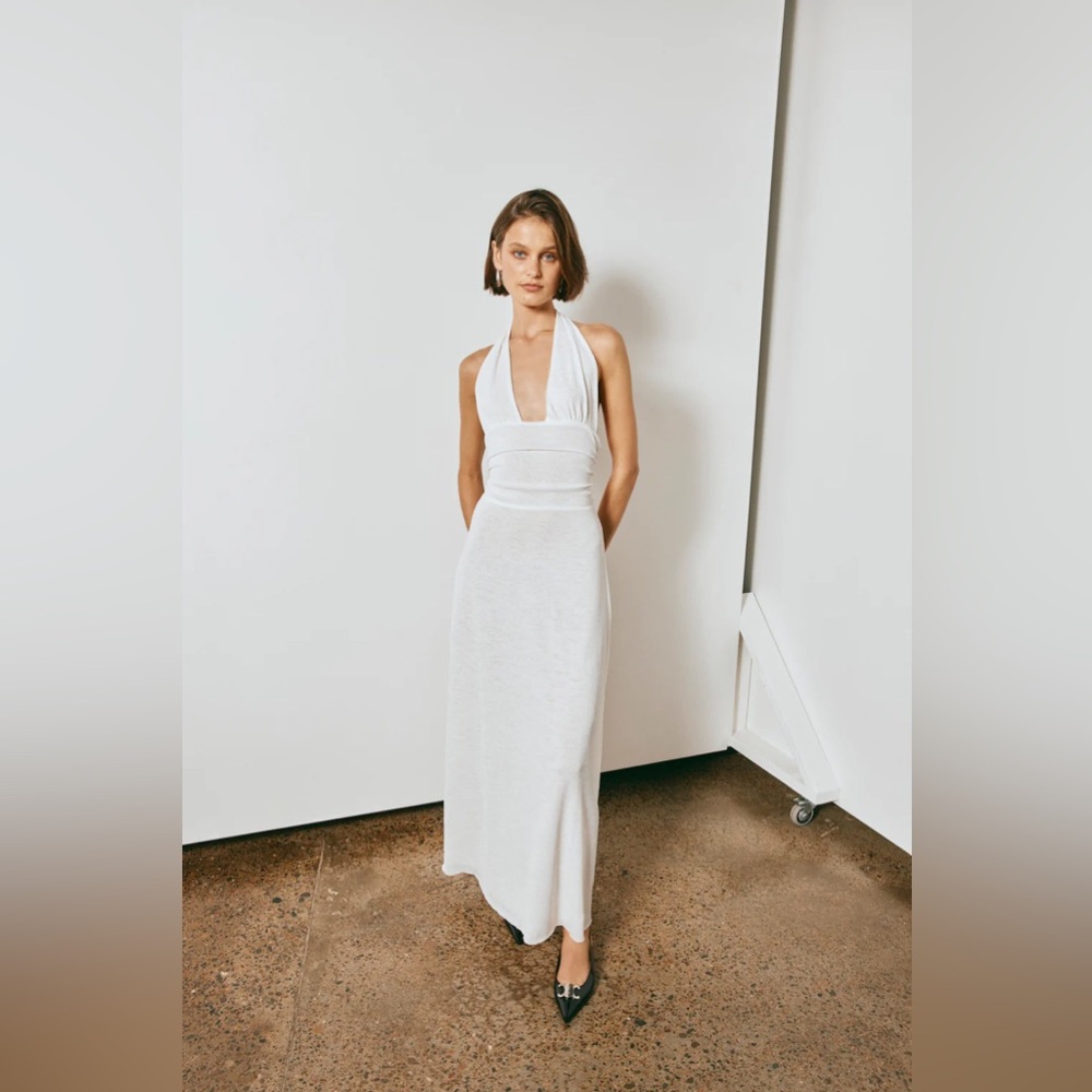 Verge Girl WHEN IN ITALY HALTER MIDI DRESS WHITE - SIZE AU 12